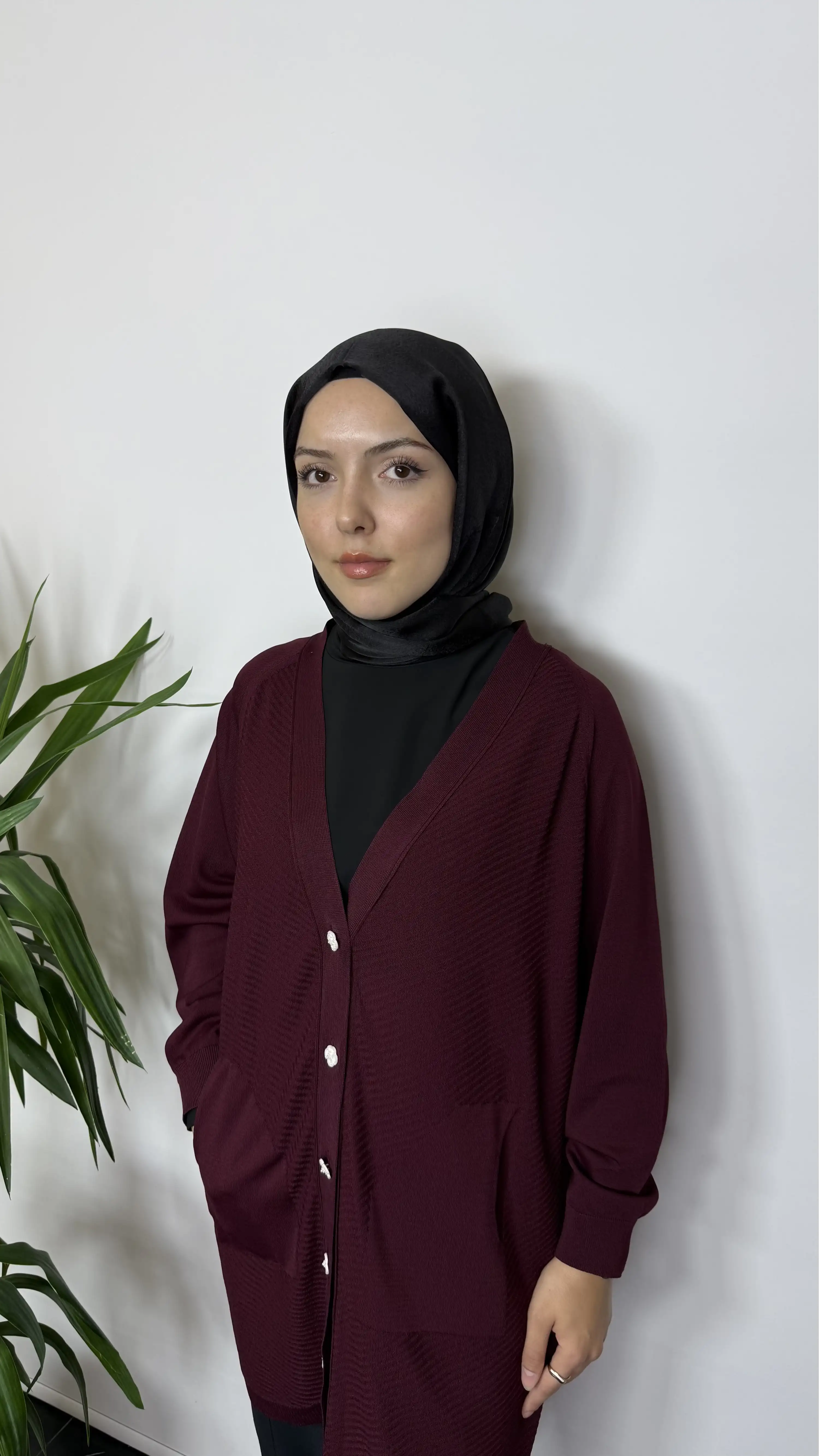 GHİSA Mürdüm Renk Hırka