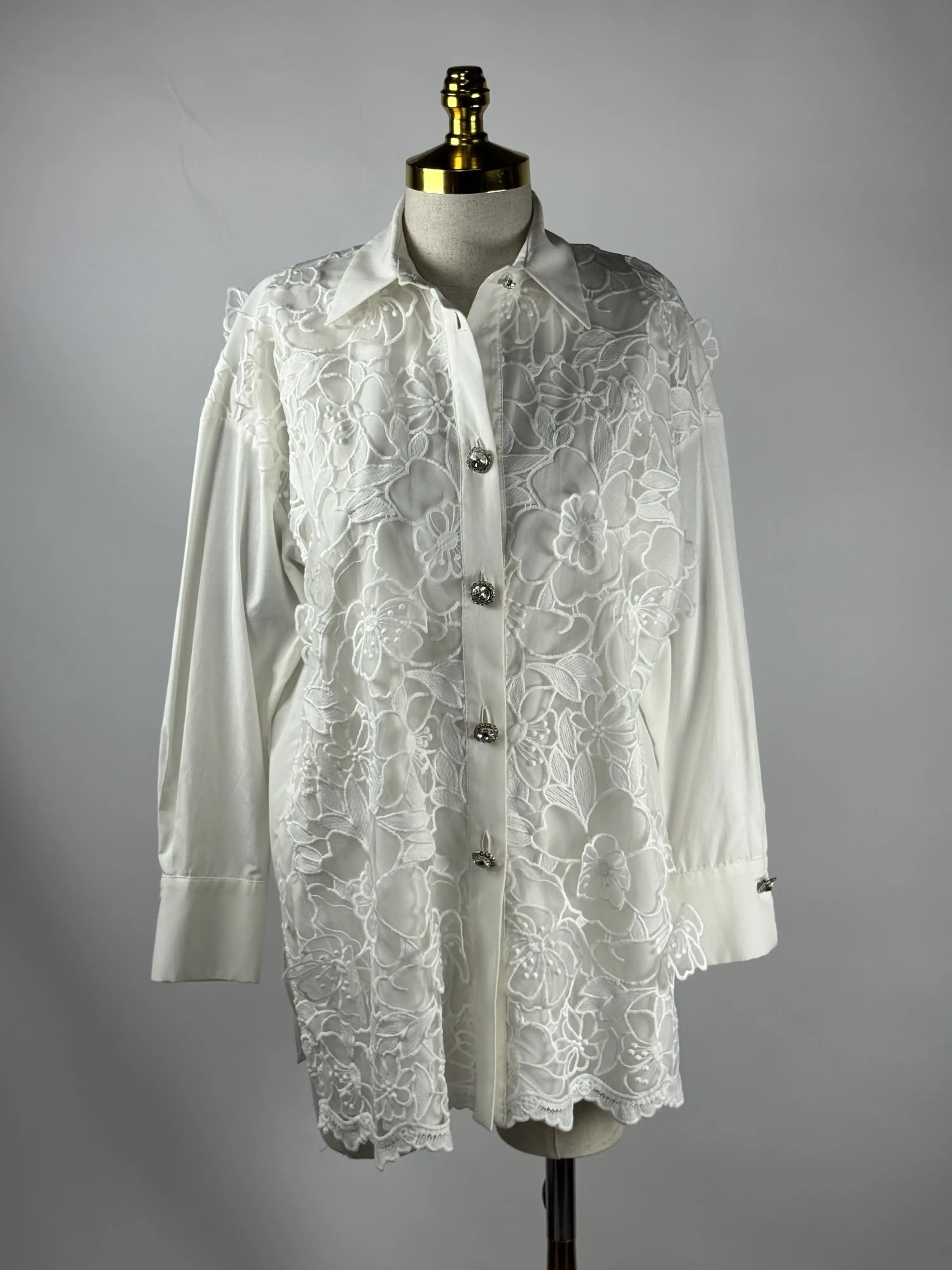 MY312 Ekru Renk Dantelli Tunik