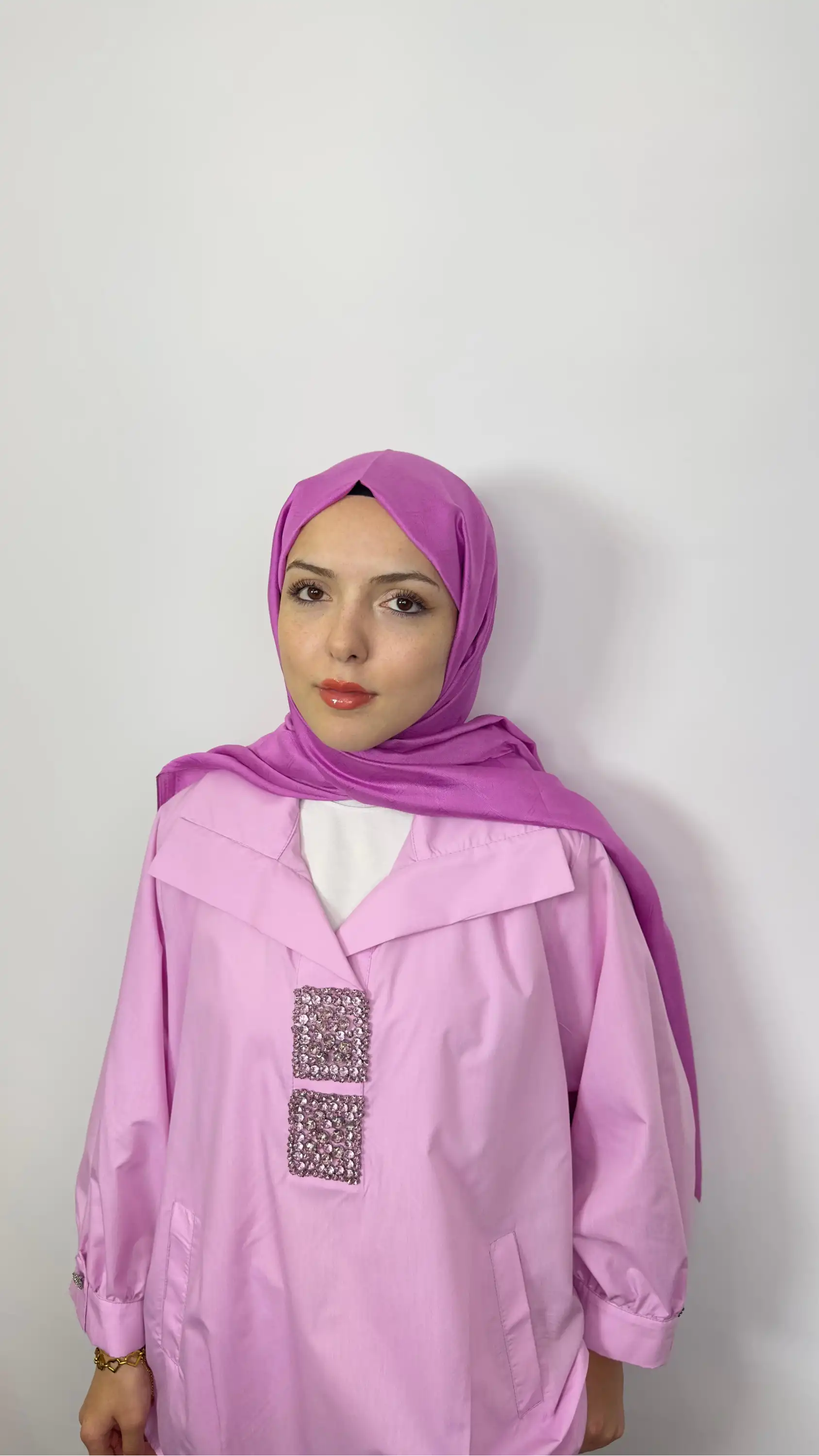 MY312 MY-26W8705-P Pudra Renk Taşlı Gömlek