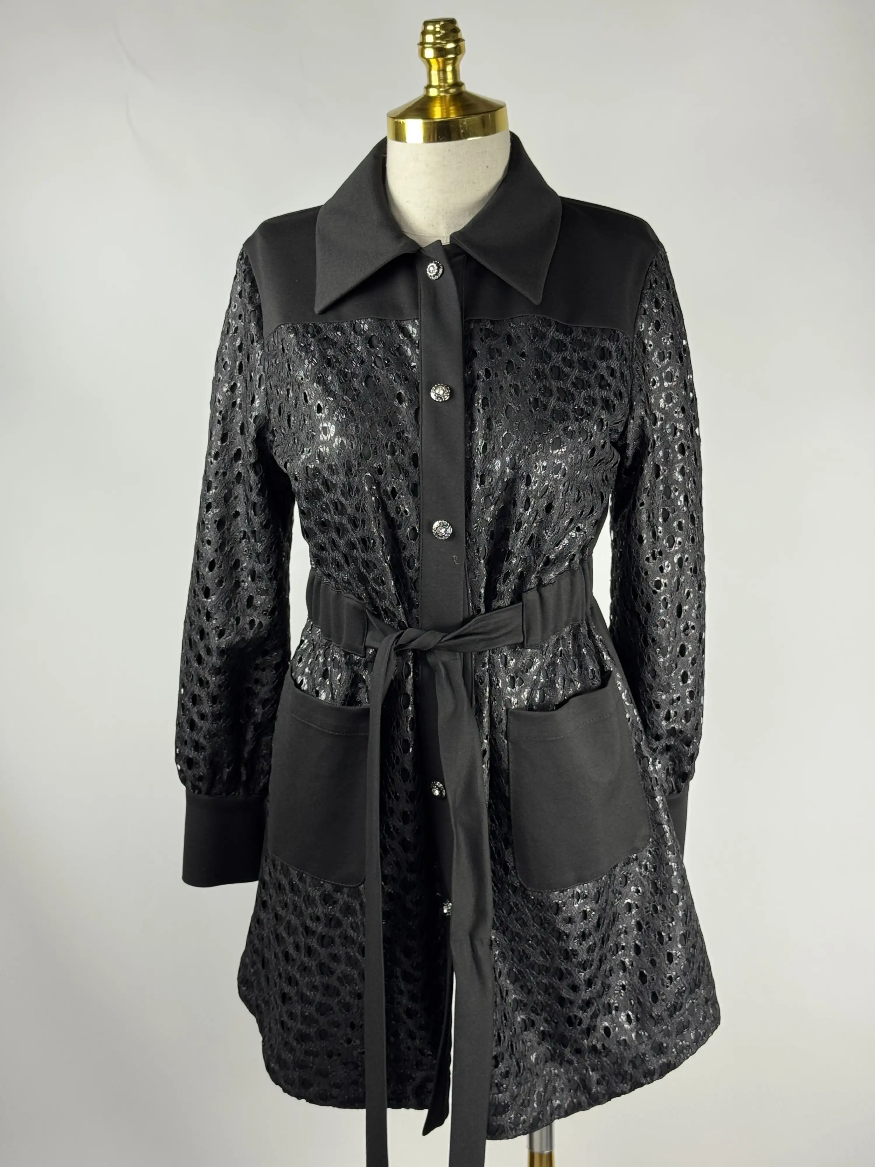 MY312 Siyah Renk Lazer Derili Ceket