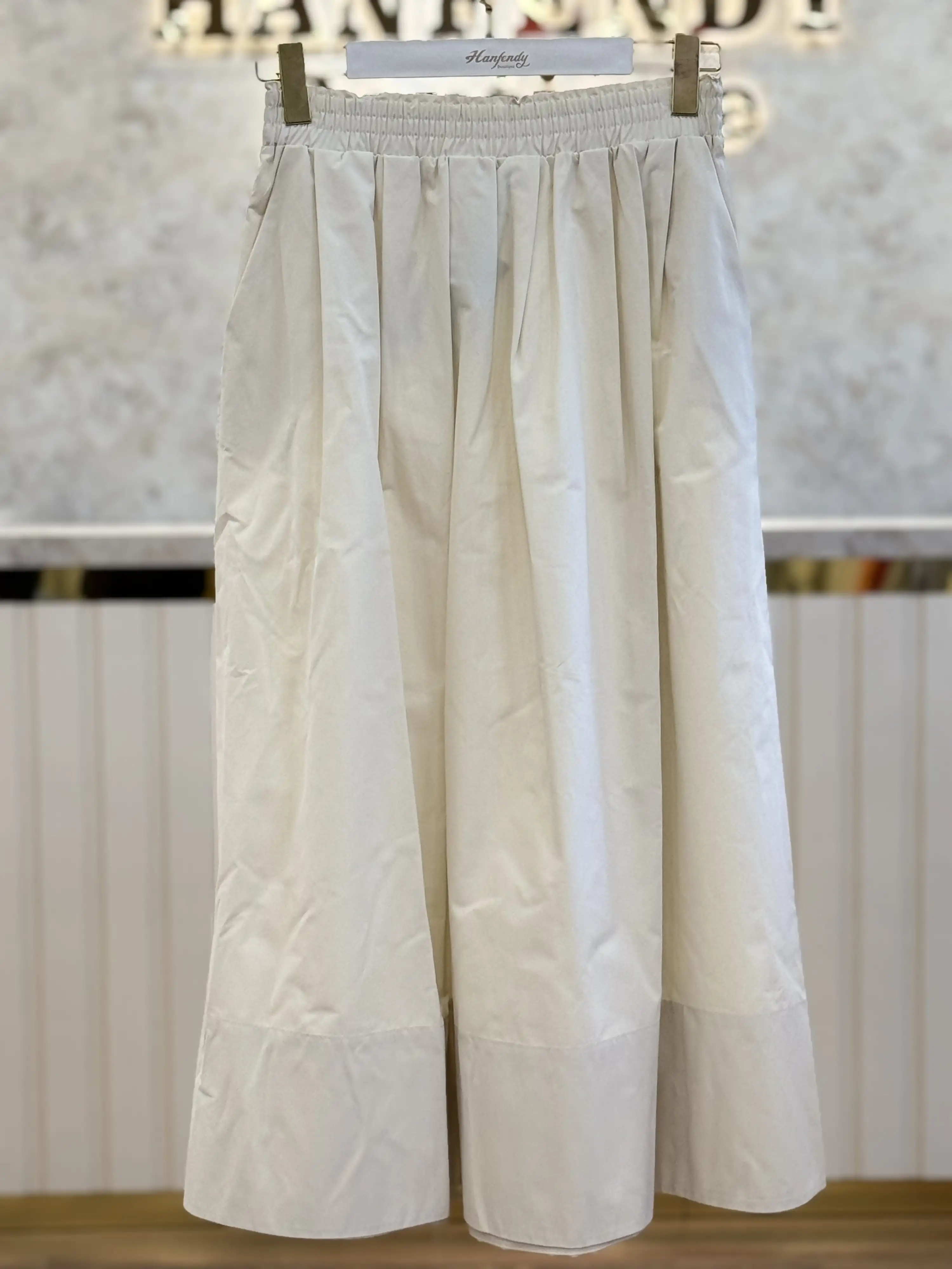 SENTEZ Ekru Renk Ely Beli Lastikli Etek