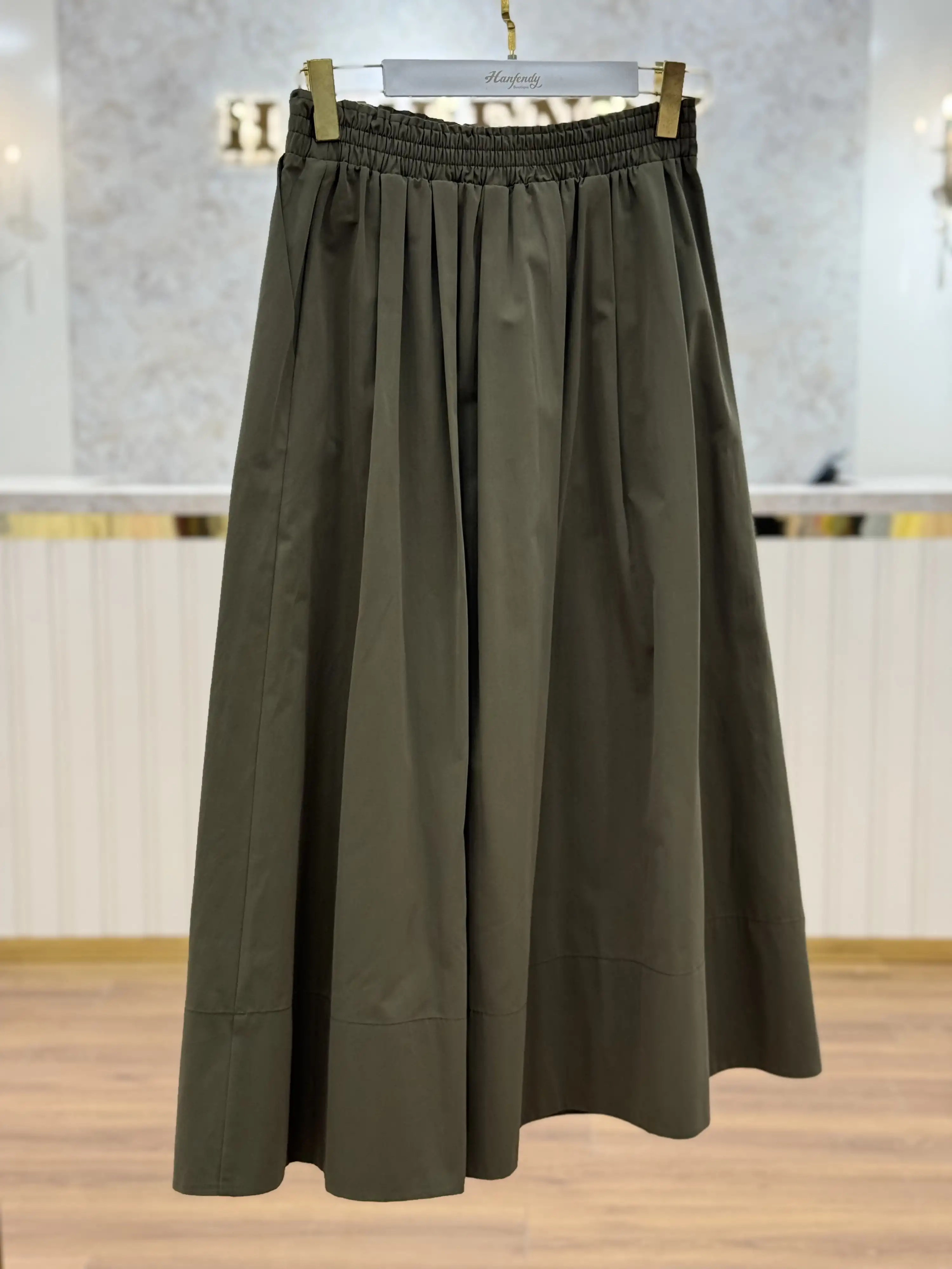 SENTEZ Haki Renk Ely Beli Lastikli Etek