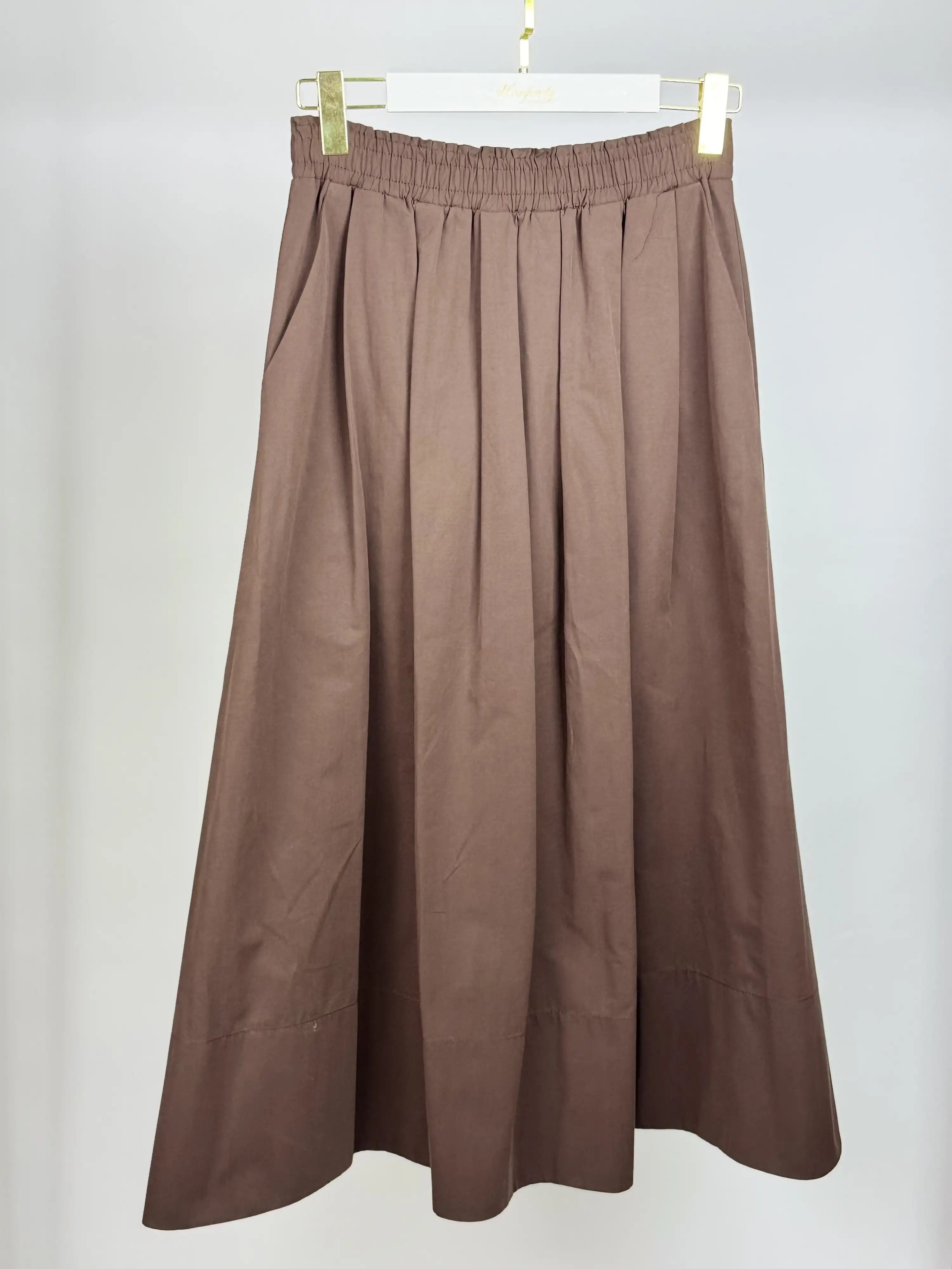 SENTEZ Kahve Renk Ely Beli Lastikli Etek