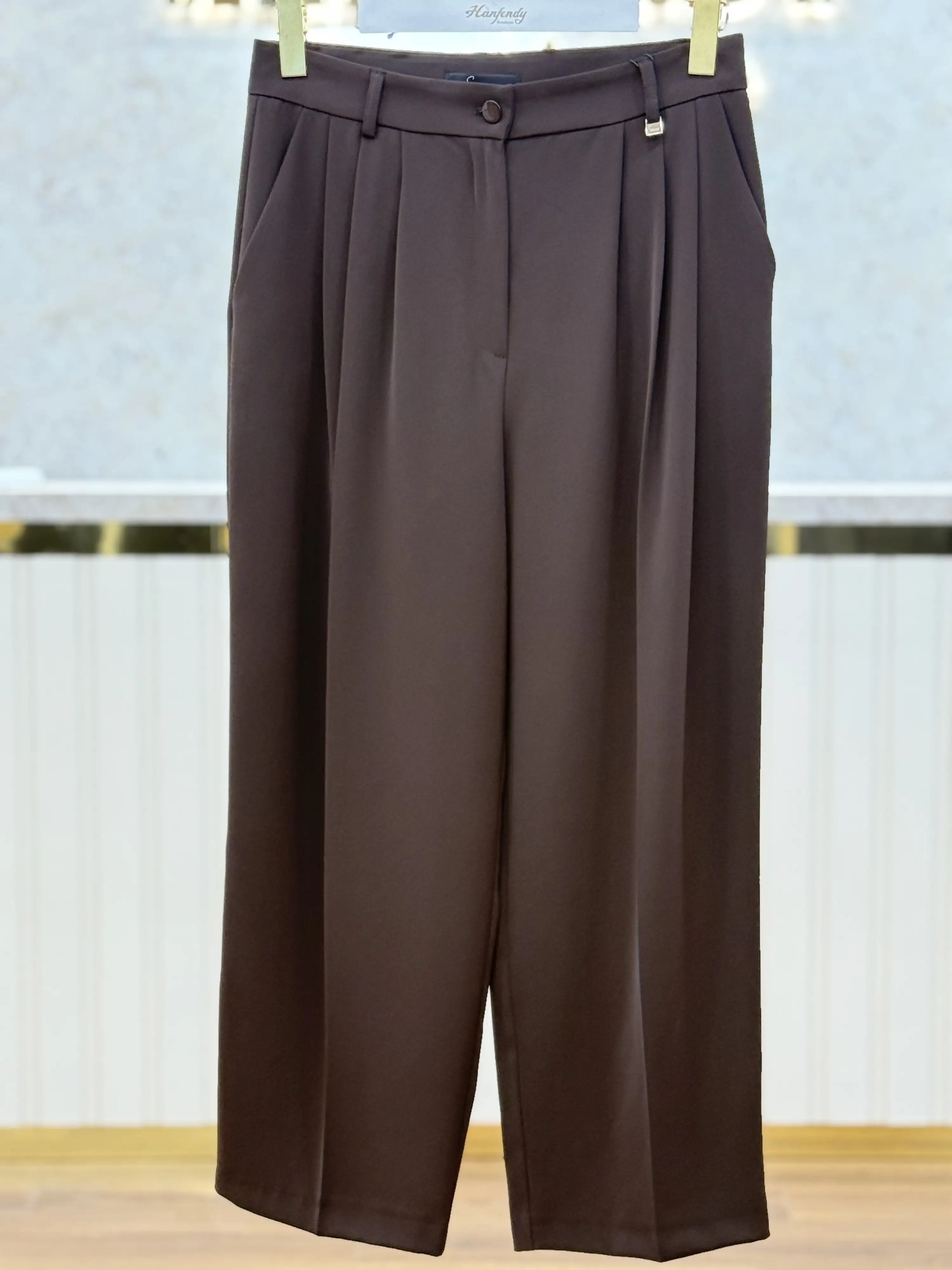 SENTEZ Kahve Renk Pileli Pantolon