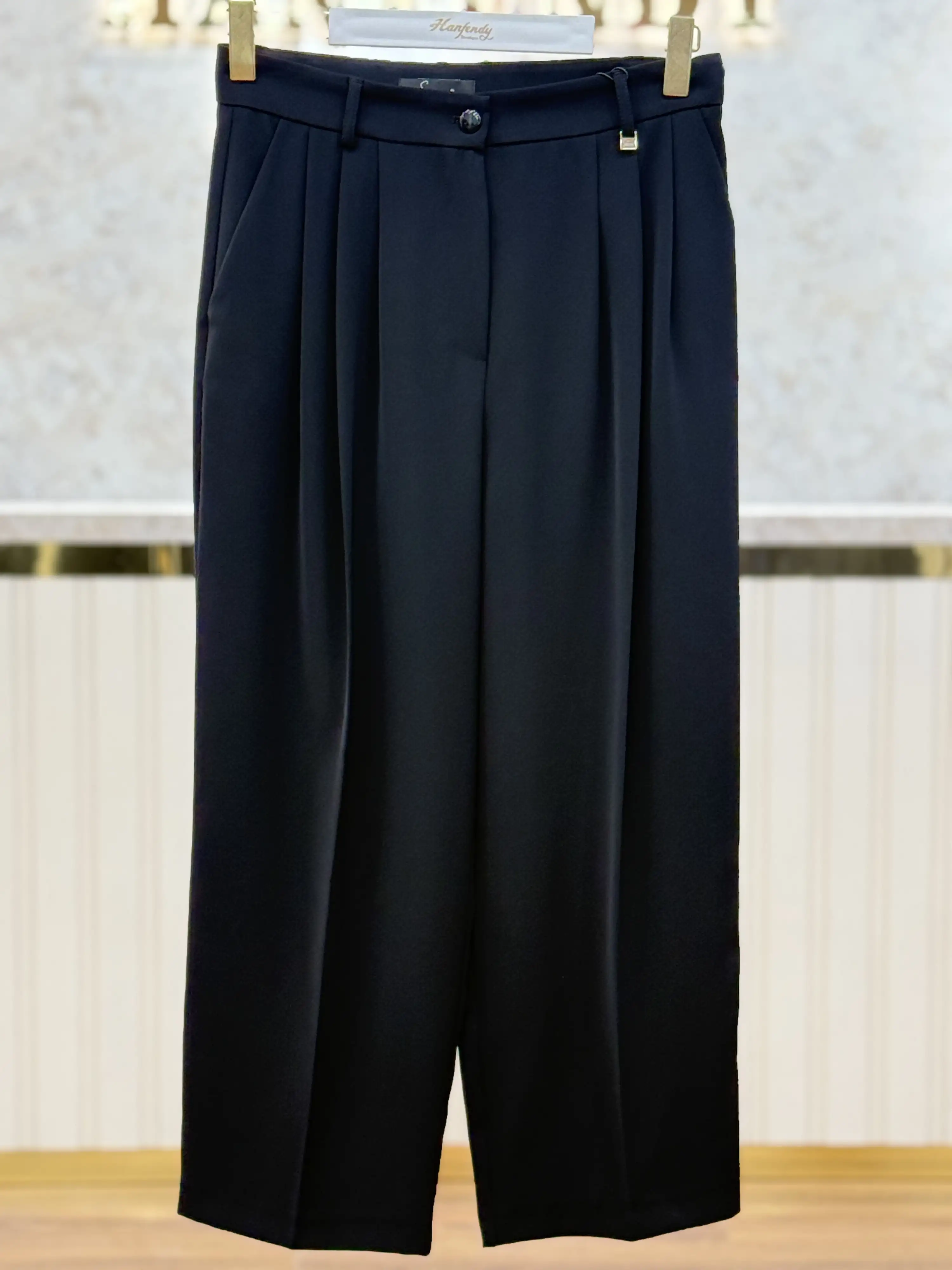 SENTEZ Siyah Renk Pileli Pantolon