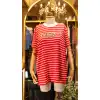 MİSSEMRAMİSS Kırmızı Renk Çizgili T-Shirt