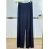 SENTEZ SZ-5612-L Lacivert Renk Liora Geniş Paça Örme Pantolon