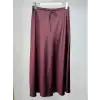 SENTEZ SZ-5457-B Bordo Renk Luna Saten Volanlı Etek