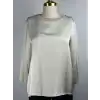 ITALIAN ITL-26KJJ55541-B Bej Renk Yakası Biyeli Saten Bluz