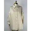 MY312 Bej Renk Kolları Nakışlı Taşlı Tunik