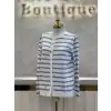 GHİSA Ekru Renk Mavi Çizgili Hırka