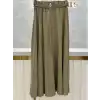 SENTEZ Haki Renk Fermuarlı Kırıştırma Etek