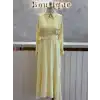 JENNE Sarı Renk Çiçek Aplikeli Volanlı Elbise