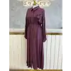 JENNE Bordo Renk Şal Desenli Elbise