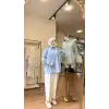 TIĞ TRİKO Mavi Renk Boncuk Detaylı Patlı Gömlek