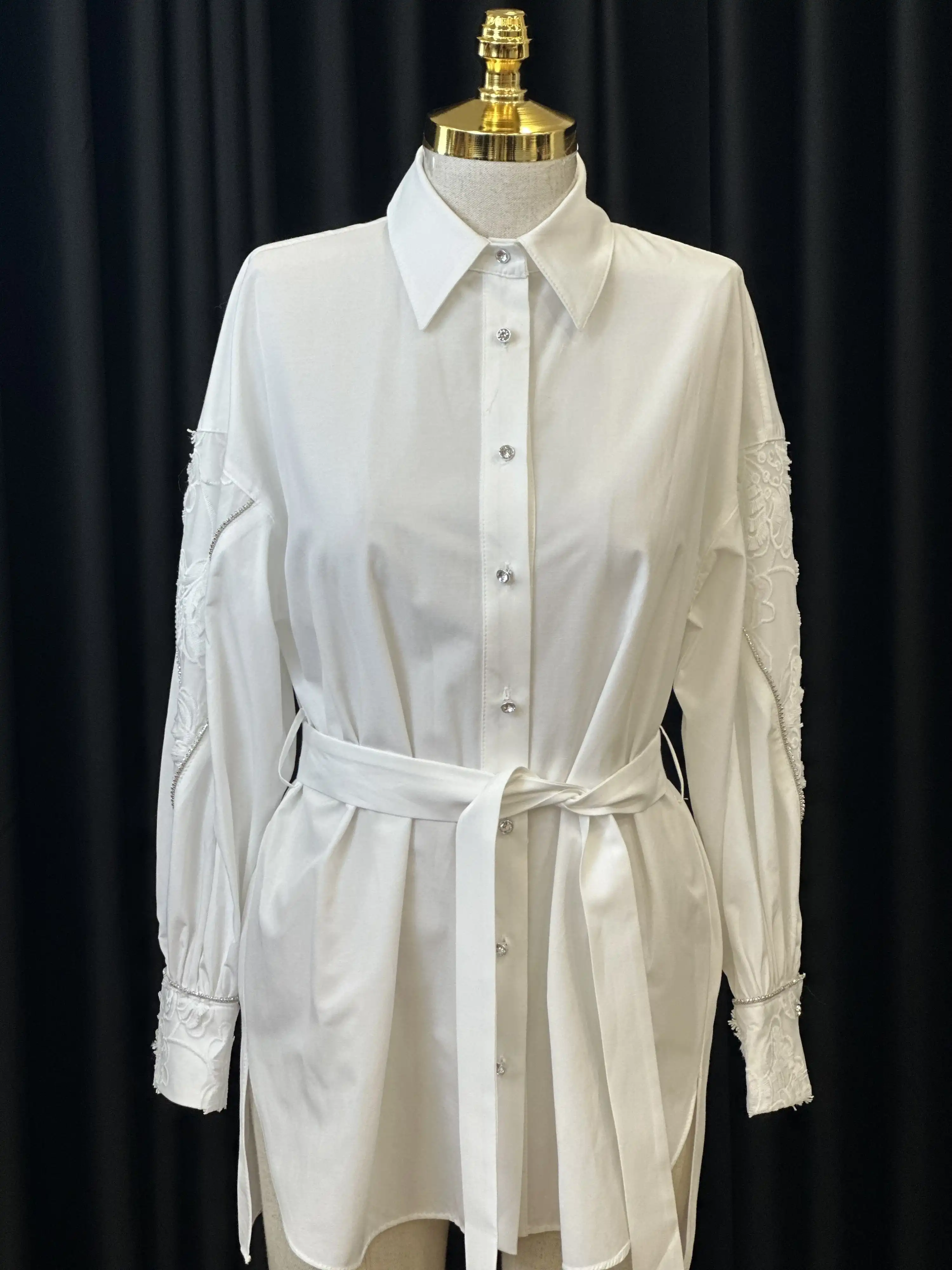 MY312 Ekru Renk Kolları Dantelli Tunik