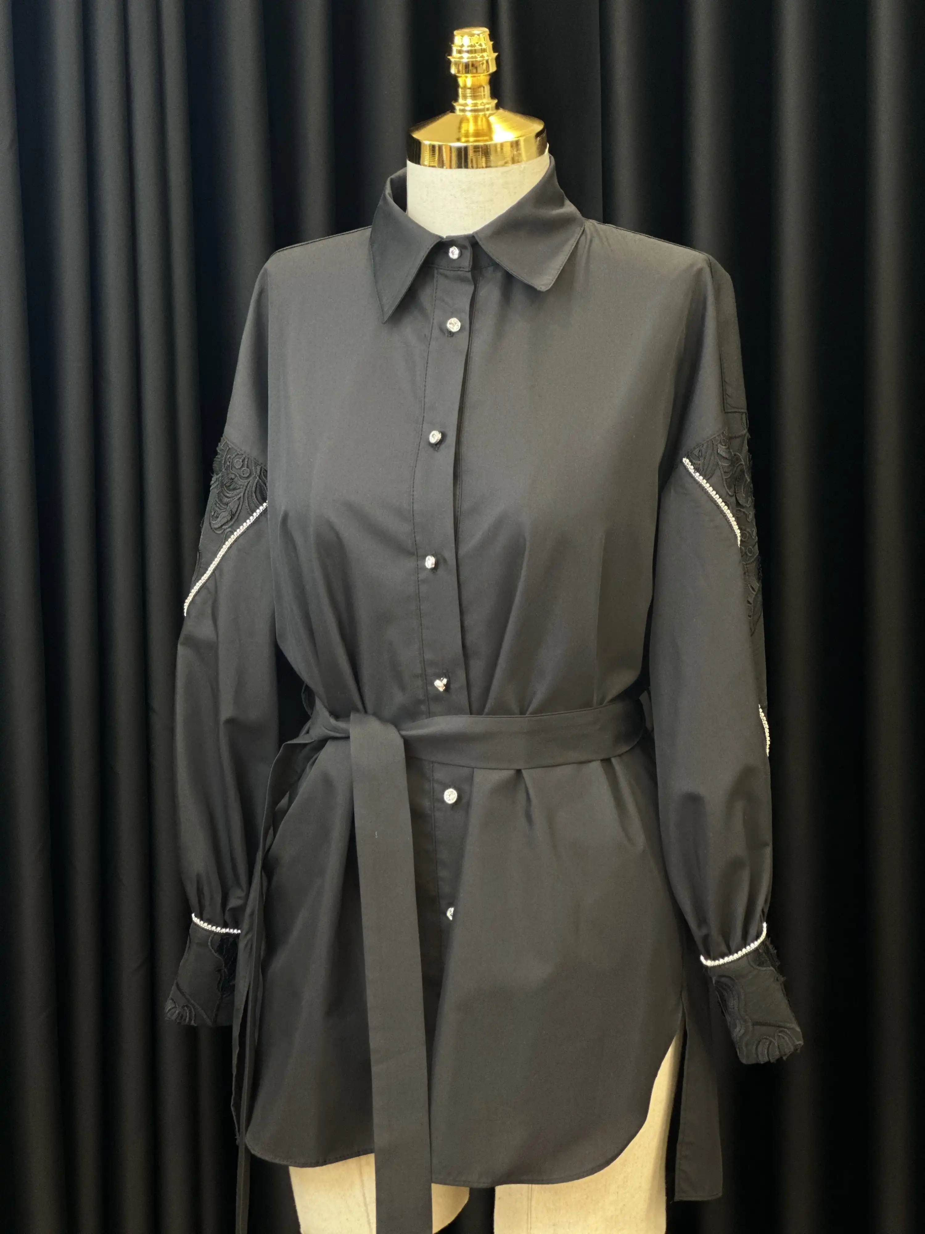 MY312 Siyah Renk Kolları Dantelli Tunik