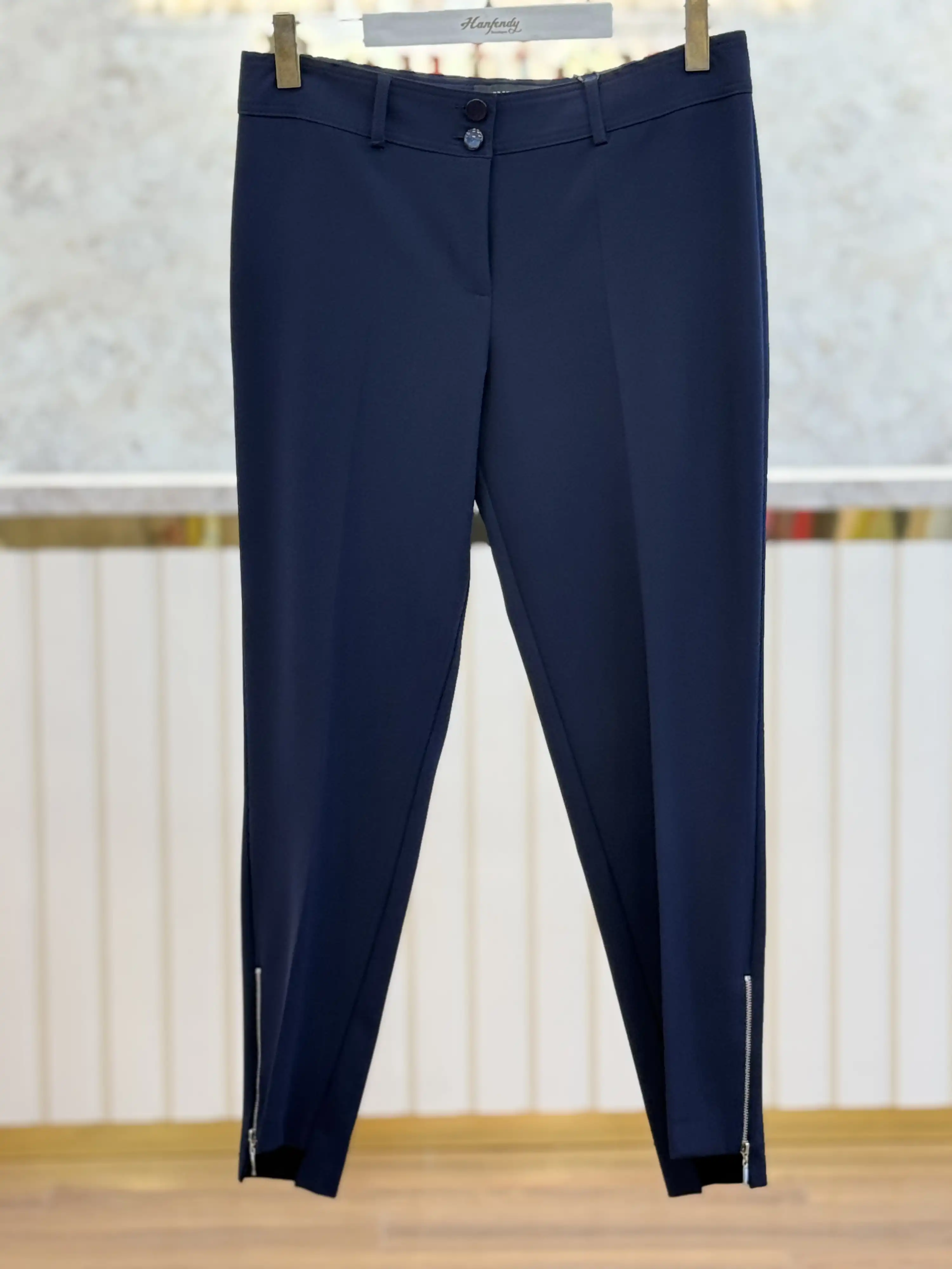 SENTEZ Lacivert Renk Paçası Fermuarlı Classic Pantolon