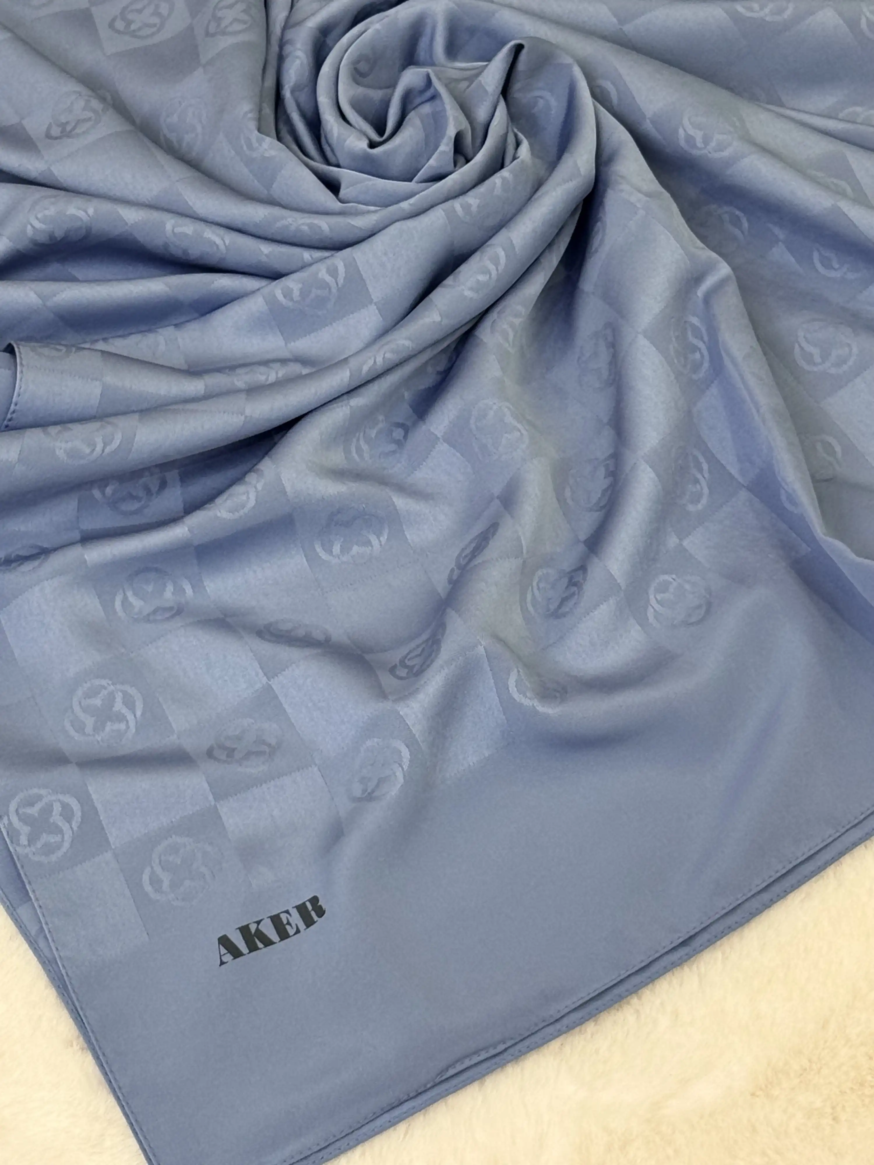 AKER AKER-1070700-925-M Mavi Renk Yeni Dama Desenli Monogram Şal