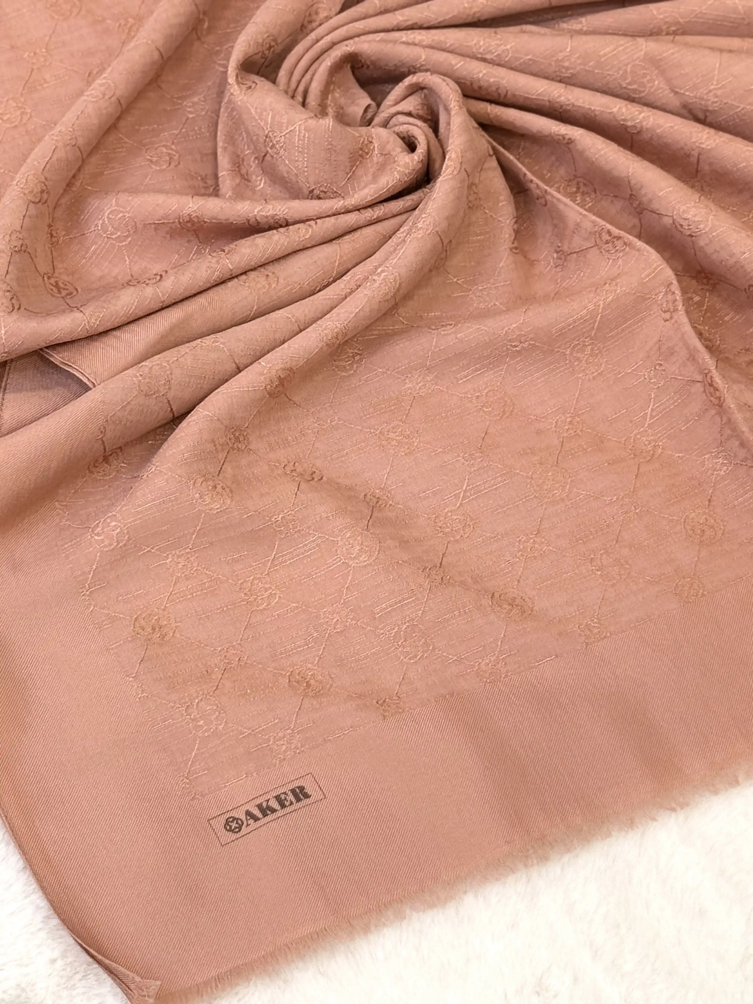 AKER AKER-1070700-991-P Pudra Renk Yeni Dama Desenli Monogram Şal