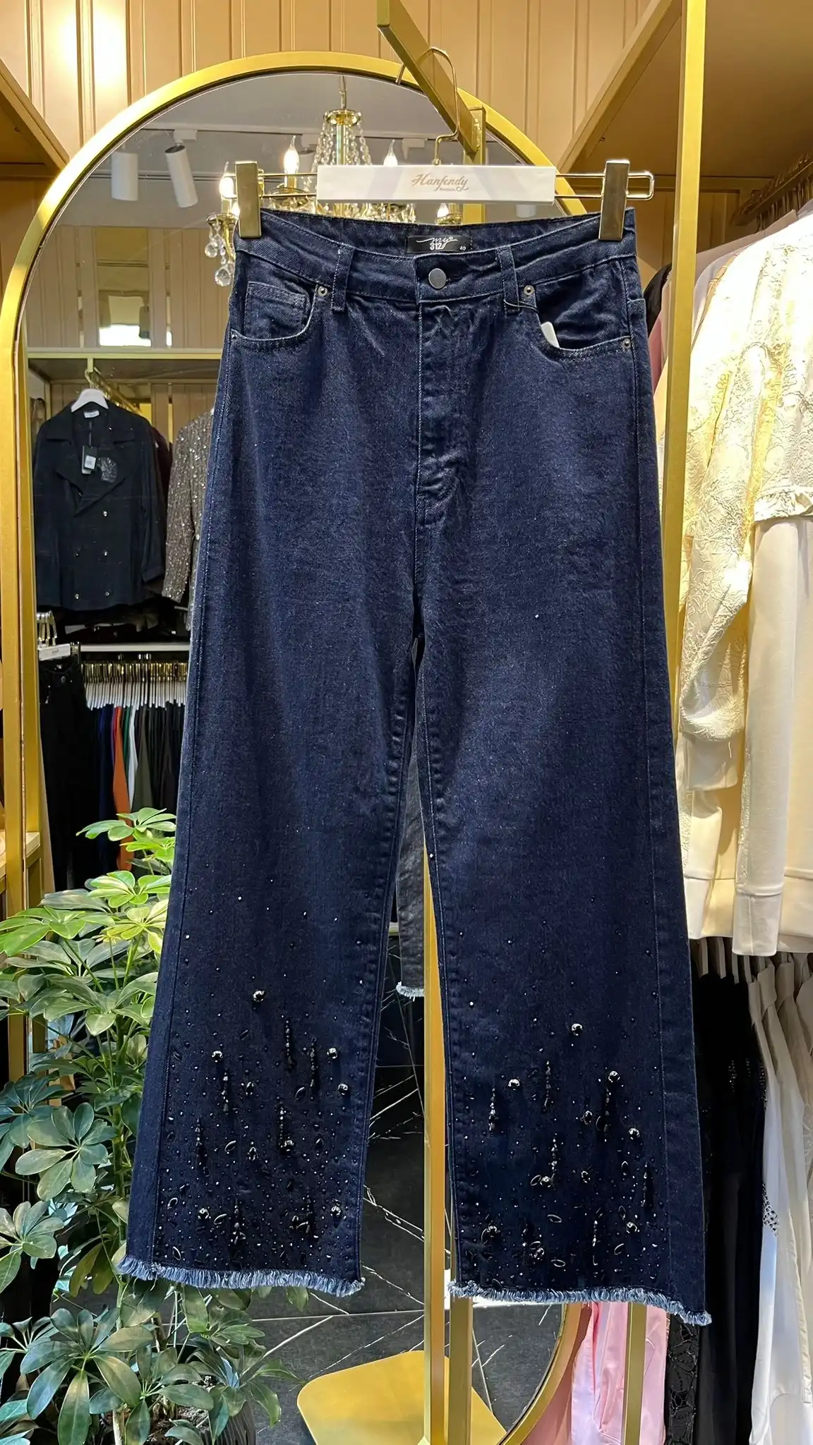 MY312 Lacivert Renk Taşlı Jean Pantolon