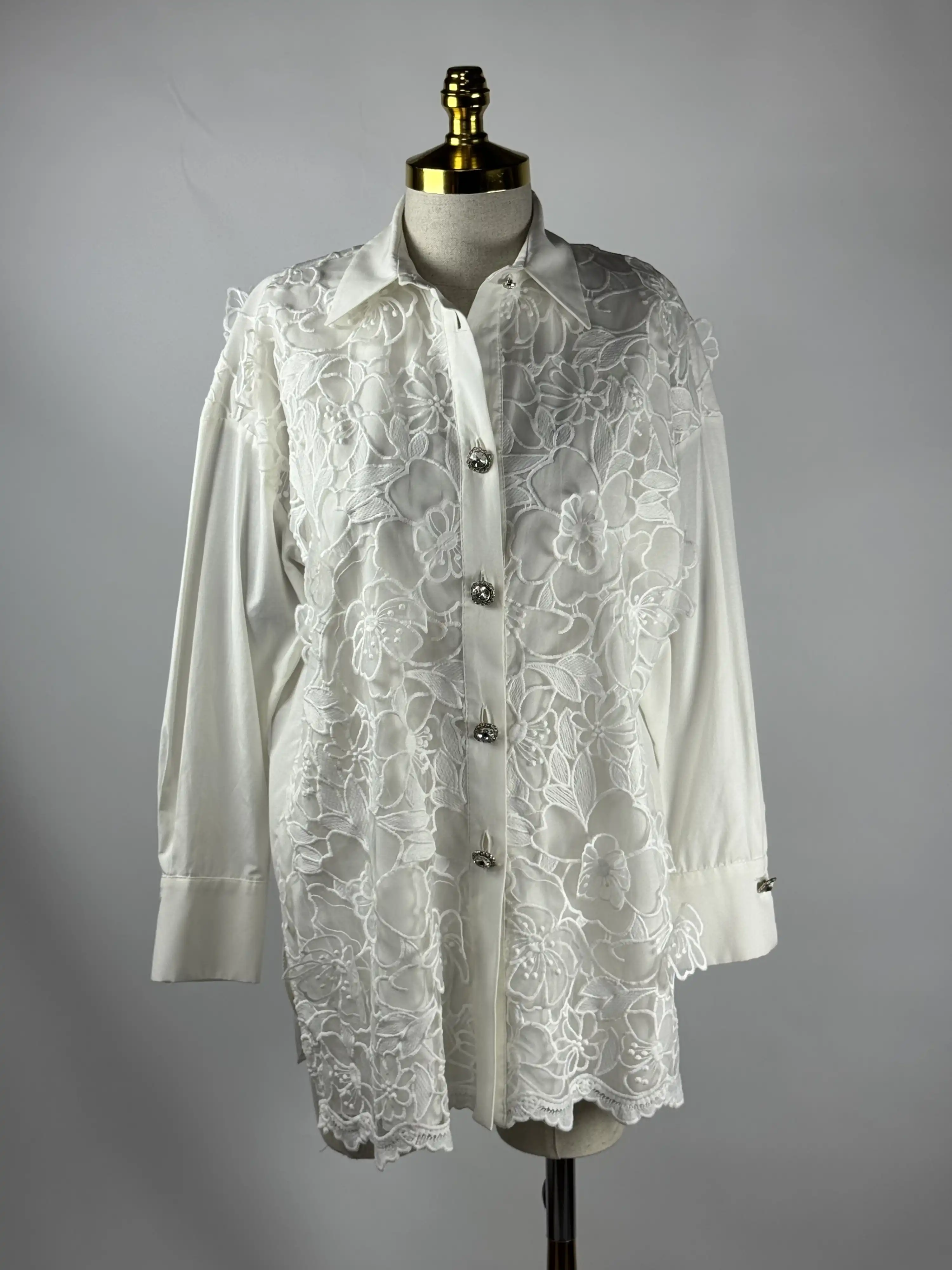 MY312 Ekru Renk Dantelli Tunik
