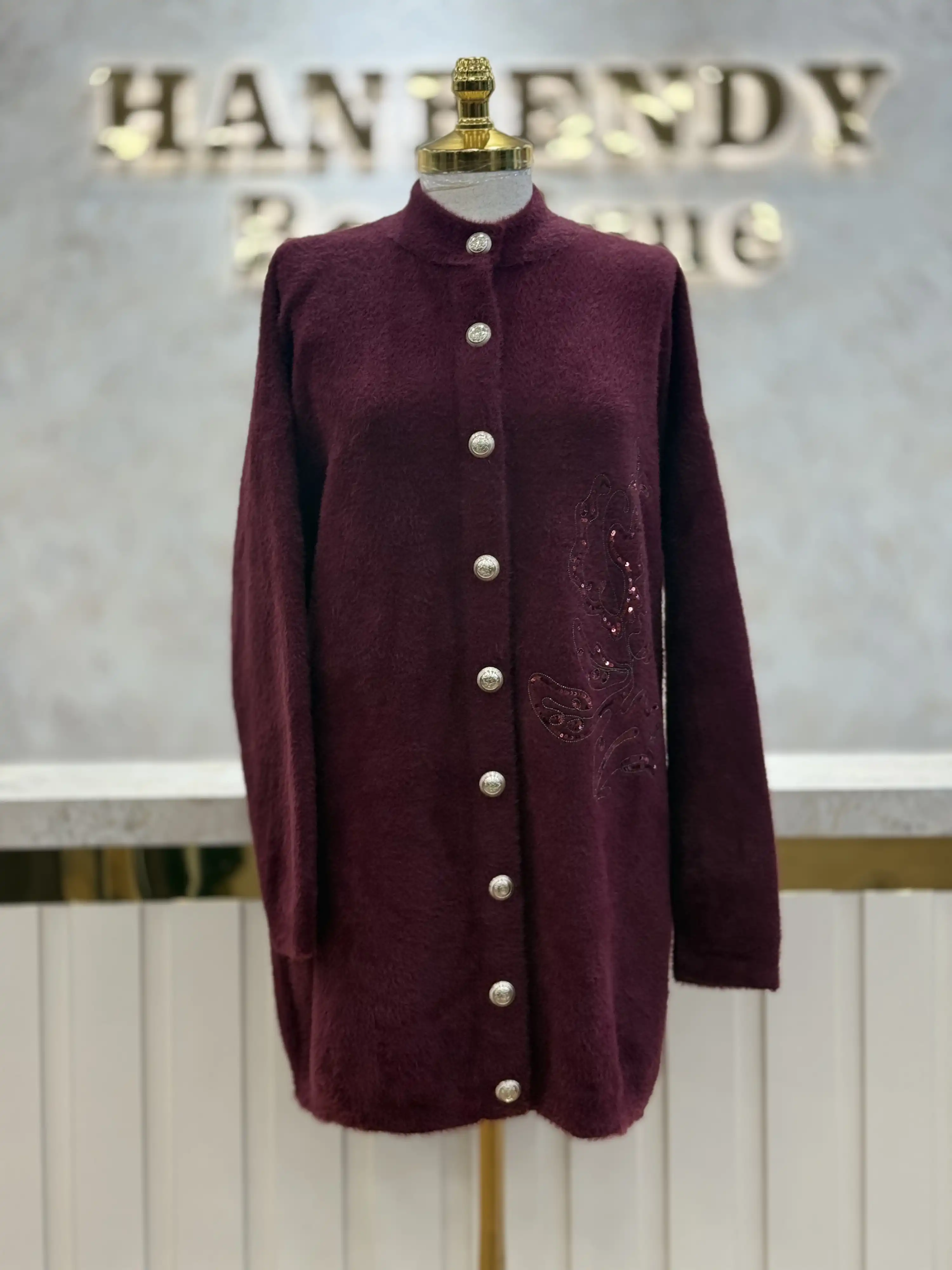 NUSS NS-26K7007-B Bordo Renk Hırka