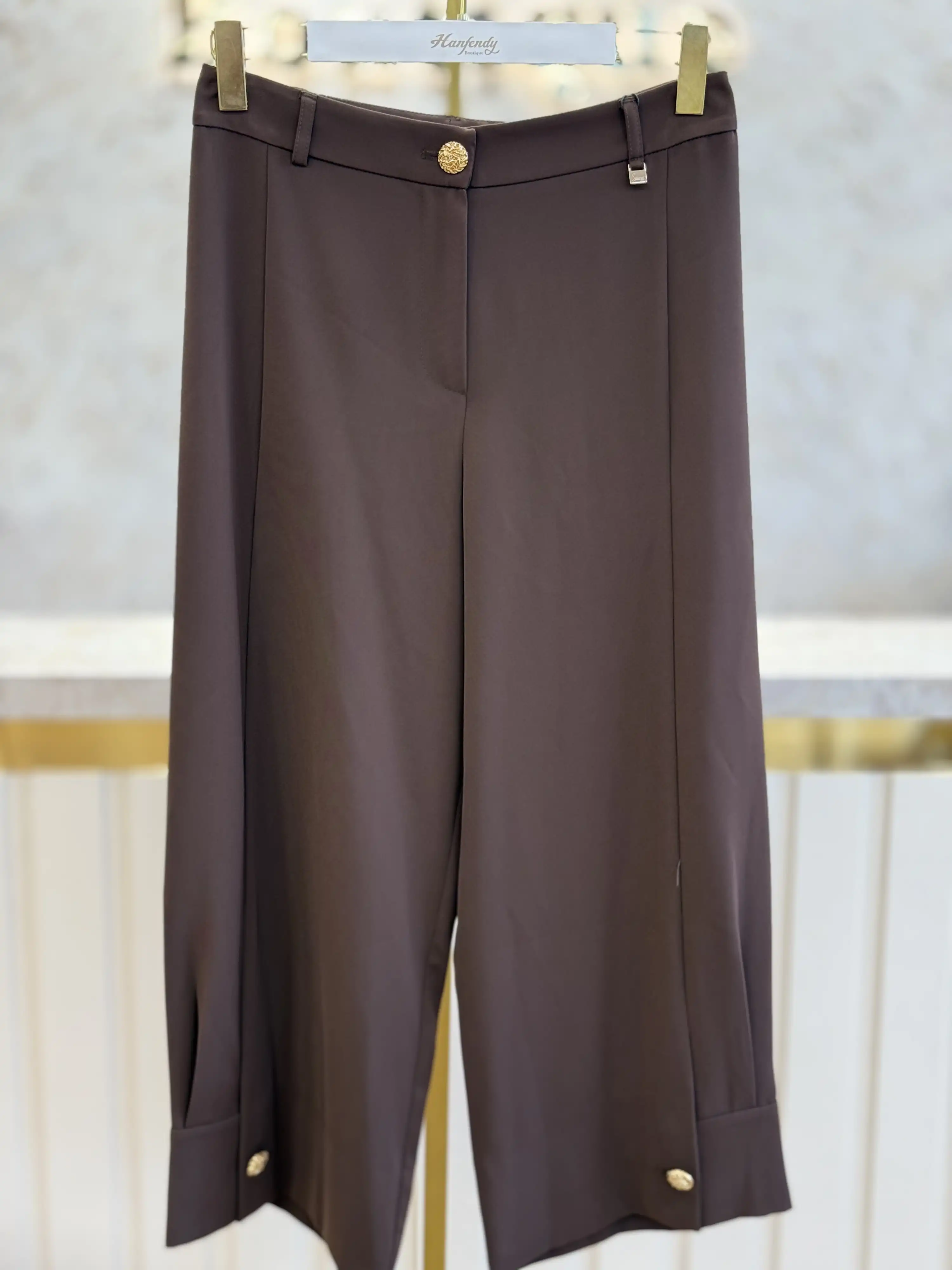 SENTEZ SZ-5626-K Kahve Renk Paça Düğmeli Pantolon