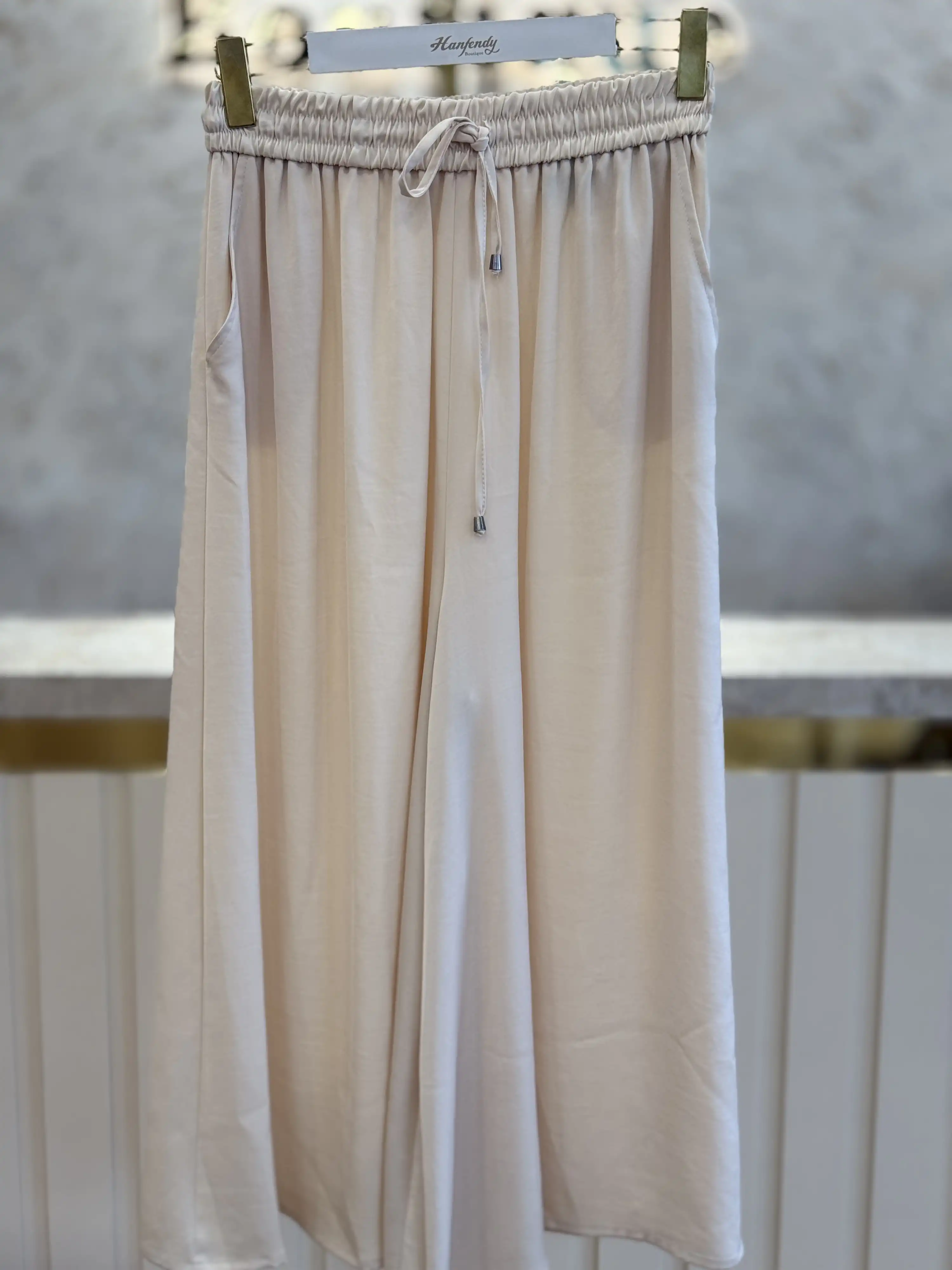 SENTEZ SZ-5665-T Taş Renk Geniş Paça Pantolon