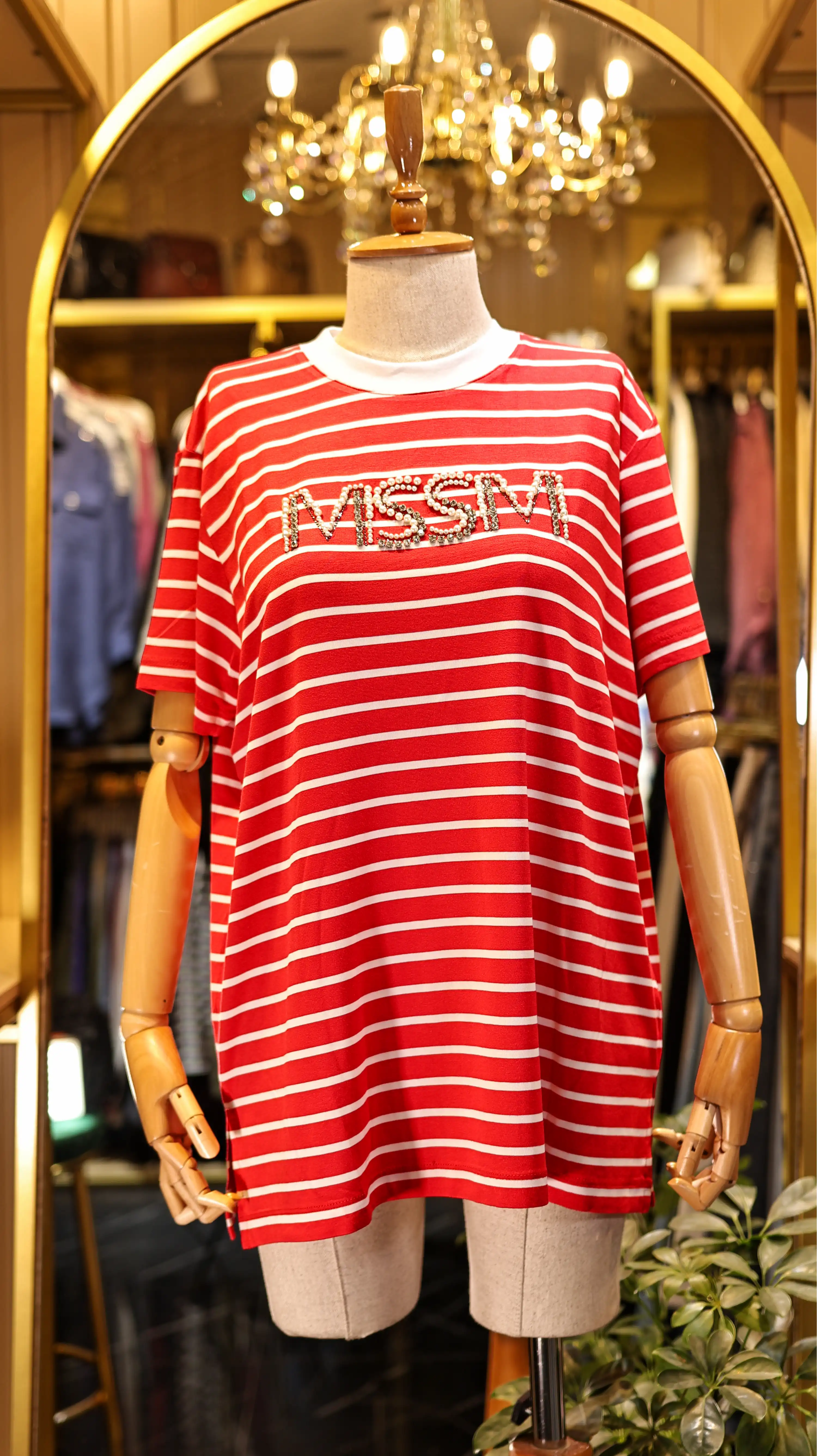 MİSSEMRAMİSS MS-25YE15T4734-K Kırmızı Renk Çizgili T-Shirt
