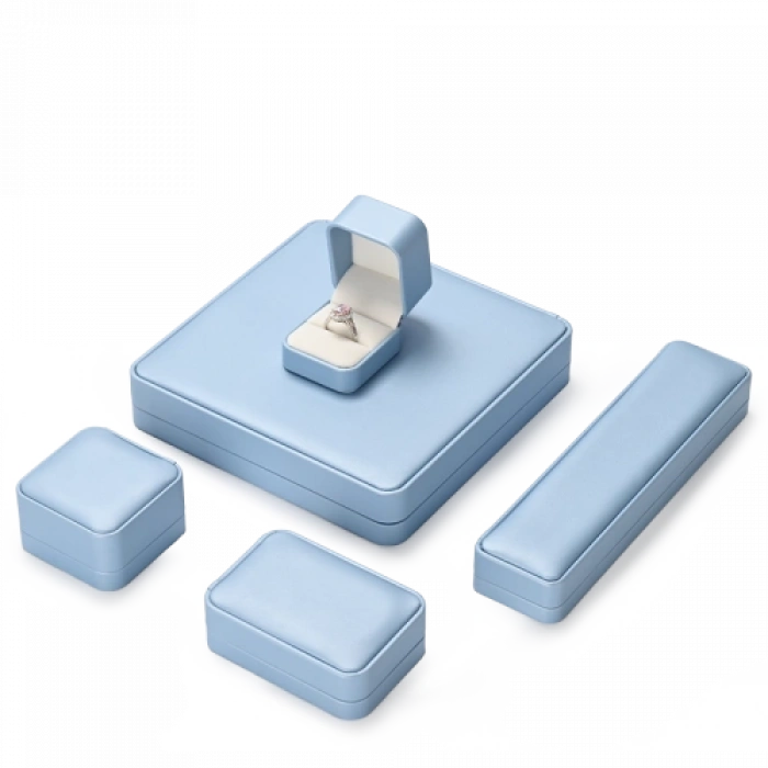 Bozz new arrival blue leather jewellery gift box with velvet inside