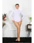 Bayan Uzun Kol Boğazlı Çıtçıtlı Body Beyaz