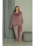 Büyük Beden Kadın Kadife Mor Pijama Takım