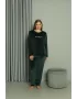 Büyük Beden Kadın Kadife Yeşil Pijama Takım