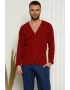 Erkek %100 Pamuk Önden Düğmeli Cepli Uzun Kollu Pijama Takımı Kırmızı