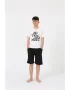 Erkek Genç Garson Boy Kısa Kol Ekru Penye Şortlu Pijama Takımı