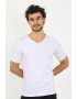 Erkek Likralı V Yaka Beyaz T-Shirt