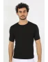 Erkek Sıfır Yaka Likralı Siyah T-Shirt