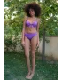 Kadın Destekli Fiyonklu Alt Üst Mor Bikini Takım