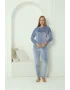 Kadın Kadife Mavi Pijama Takım