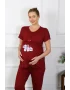 Kadın Kısa Kol Hamile Lohusa Pijama Takımı Bordo