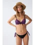Kadın Yandan Bağlamalı Yarım Destekli Fiyonklu Alt Üst Bikini Takım Mor