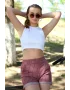 Şort Crop Bordo Takım
