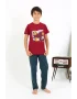Erkek Çocuk Kısa Kol Penye Pijama Takım Bordo
