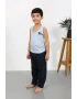 Erkek Çocuk Sıfır Kol Penye Pijama Takım Mavi