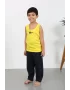 Erkek Çocuk Sıfır Kol Penye Pijama Takım Sarı