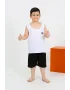 Erkek Çocuk Sıfır Kol Şortlu Beyaz Penye Pijama Takımı