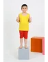 Erkek Çocuk Sıfır Kol Şortlu Sarı Penye Pijama Takımı