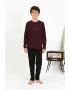 Erkek Çocuk Uzun Kol Penye Pijama Takım Bordo