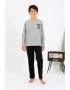 Erkek Çocuk Uzun Kol Penye Pijama Takım Gri